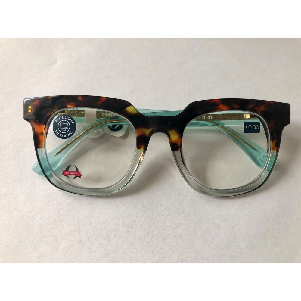 New Showbiz Tortoise Green Peepers‎ blue light filtering glasses No Strength